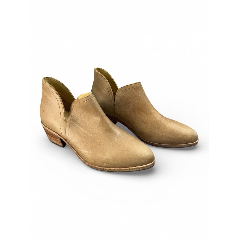 Nisolo Mia Leather Western Chunky Block Heel Ankle Bootie In Tan Women's Size 9